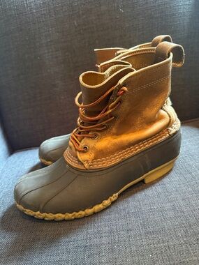 LL BEAN Brown Leather & Rubber Duck Boots